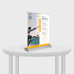 17"H x 11.75"W Deluxe Retractable Table Top Banner Stand Sign